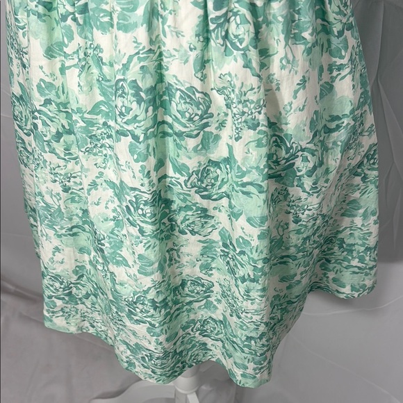Shabby Chic Floral Green Puff Sleeve Dress Size Medium - Picture 3 of 8